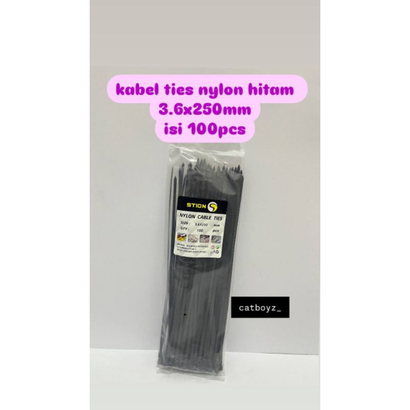 

kabel ties nylon hitam 3.6x250mm isi 100pcs