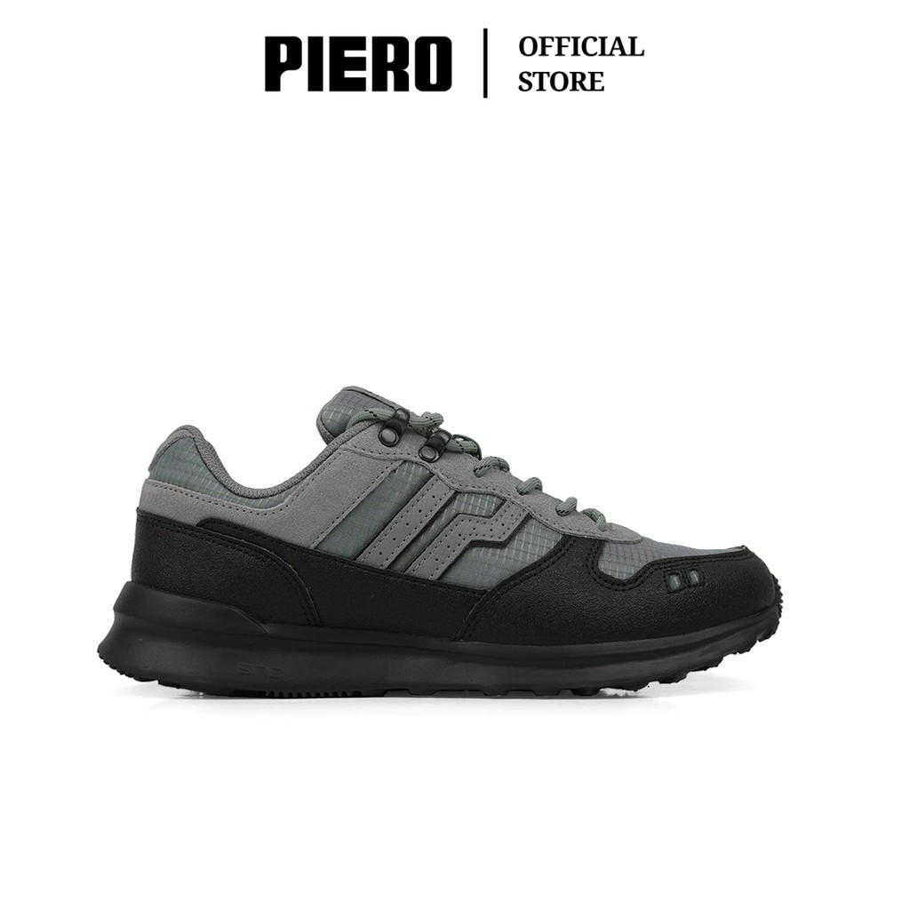 Piero Sepatu Casual Sneakers Jogger Utility Titanium Black Original