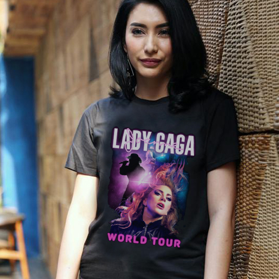 [READY STOCK LANGSUNG ORDER AJA] Kaos Lady Gaga World Tour Tshirt Unisex Bahan 100% Cotton Kombed 30