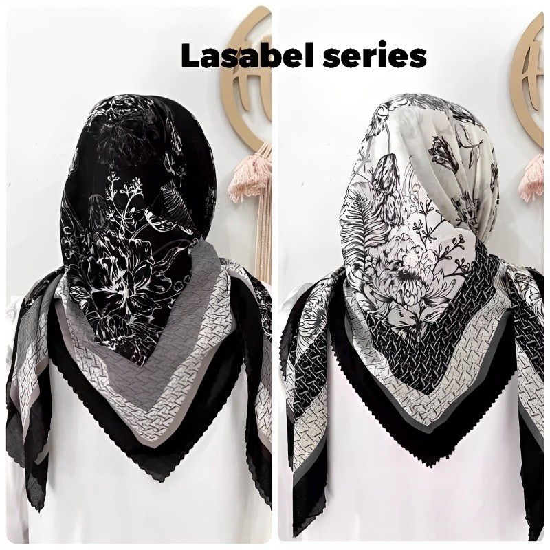 AZZAHRA HIJAB - JILBAB SEGI EMPAT MOTIF LASABELA / HIJAB VOAL  SERIES