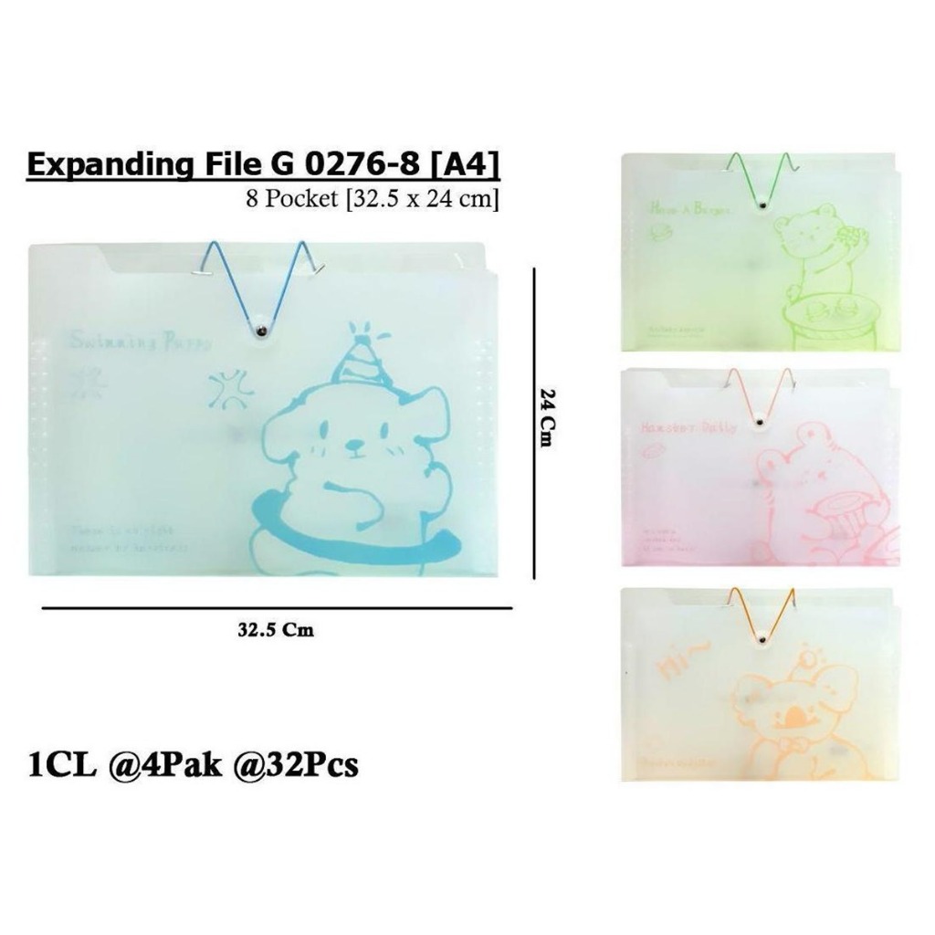 

WENGU EXPANDING FILE POCKET FOLDER A4 COVER ANIMAL - 8 KANTUNG FILE ORIGINAL G0276-8-A4