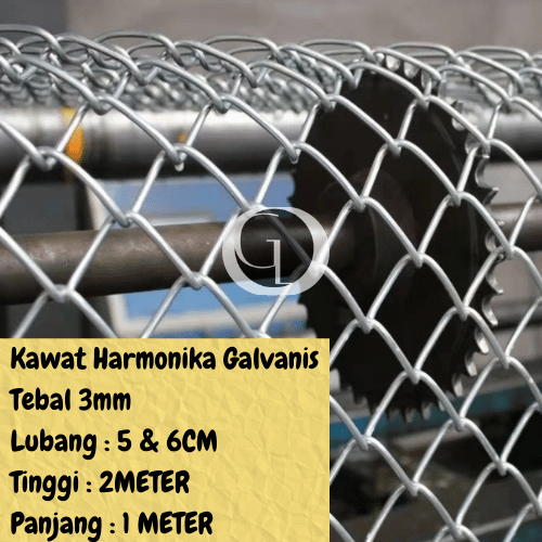 Kawat Harmonika Galvanis Tinggi 2 m Tebal 3 mm Full