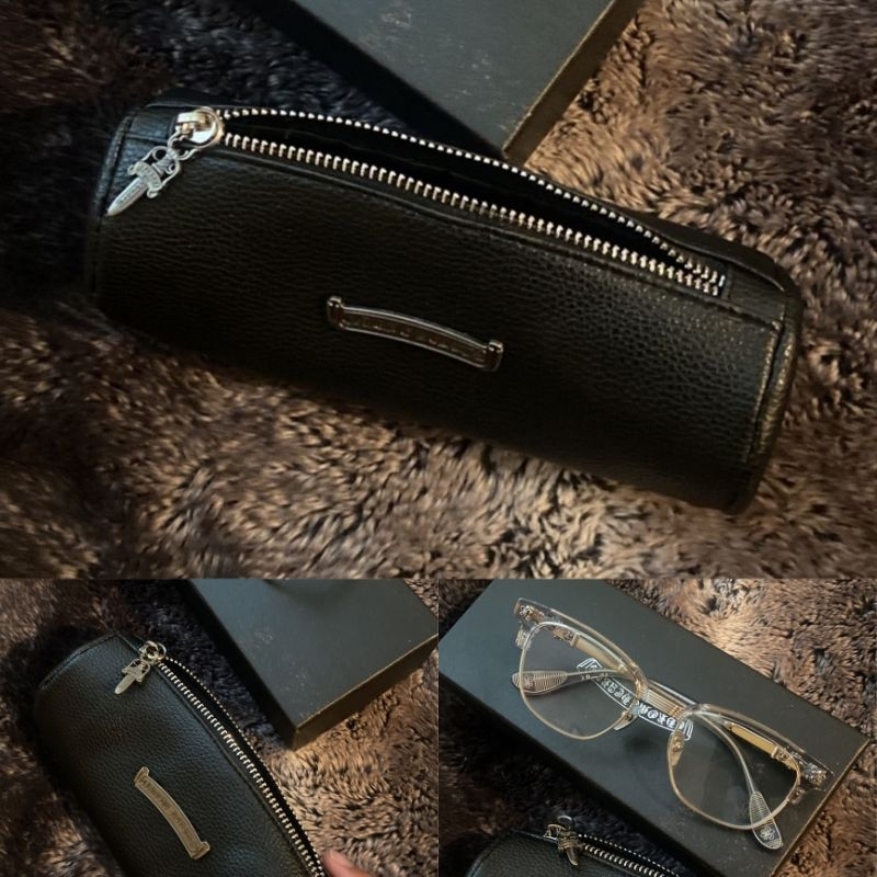 Leather Case with Box Set Chrome Hearts Tempat Kacamata Frame Sunglasses CH Style Model V1
