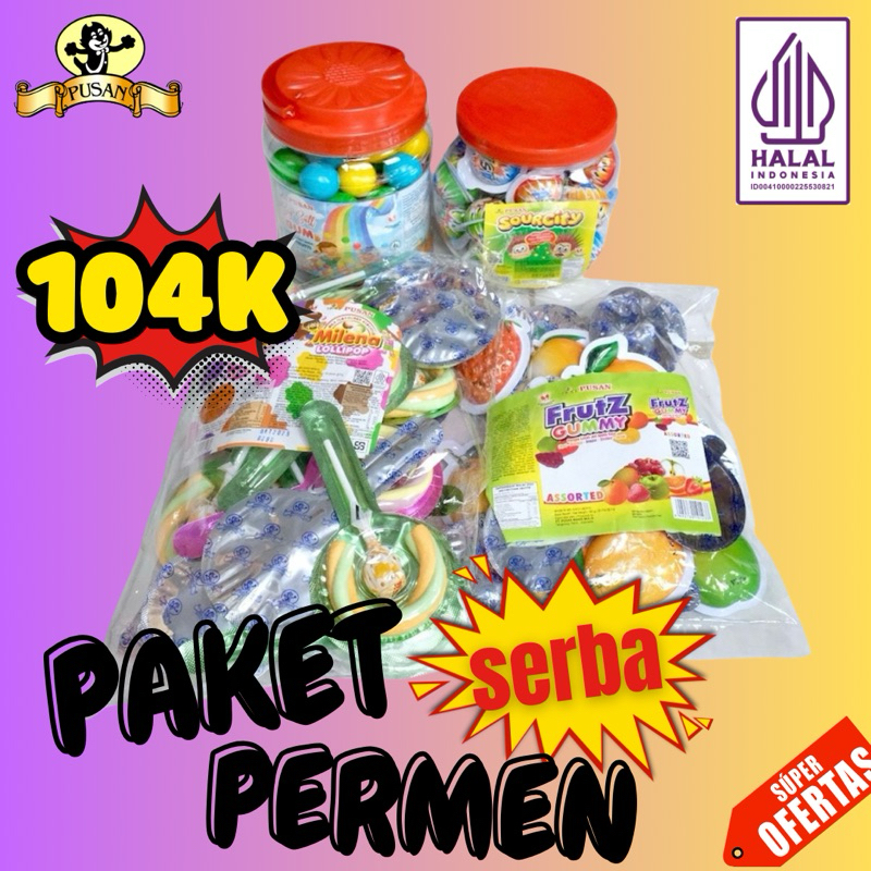 

PAKET SERBA PERMEN [MILENA MARSHMALLOW, FRUTZ GUMMY, BIG BALL GUM, SOURCITY]