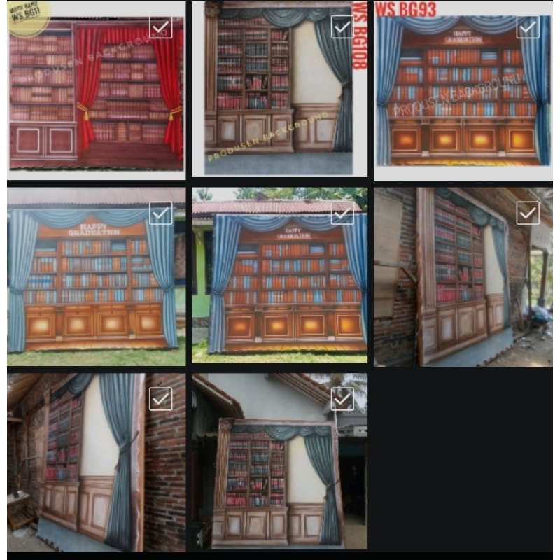 TERBARU 3x2,5m Kain Background Foto Wisuda / Rak Buku Studio Photo