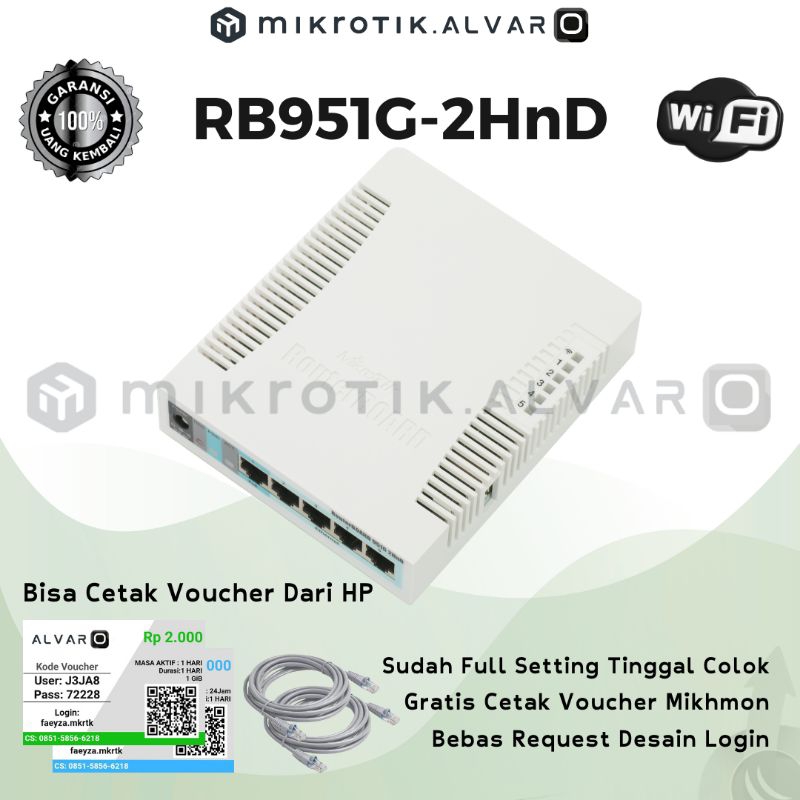 MikroTik Router Wireless RB951G-2HnD Full Setting Hotspot Voucher Rt RW Net Server PPPoE Load Balanc