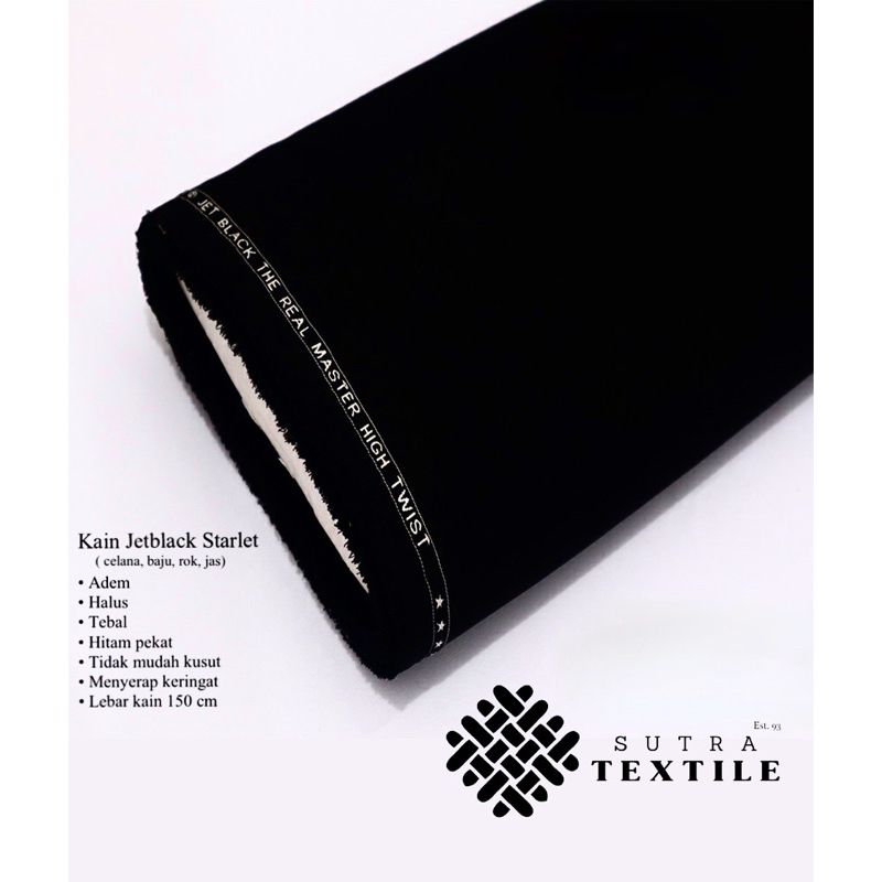 PROMO kain bahan jetblack jet black STARLET ORIGINAL