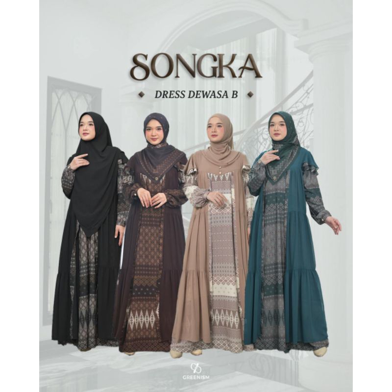 [ DRESS DEWASA B ] SARIMBIT SONGKA BY GREENISM | SONGKA DRESS MOM BY GREENISM | GAMIS SARIMBIT LEBAR