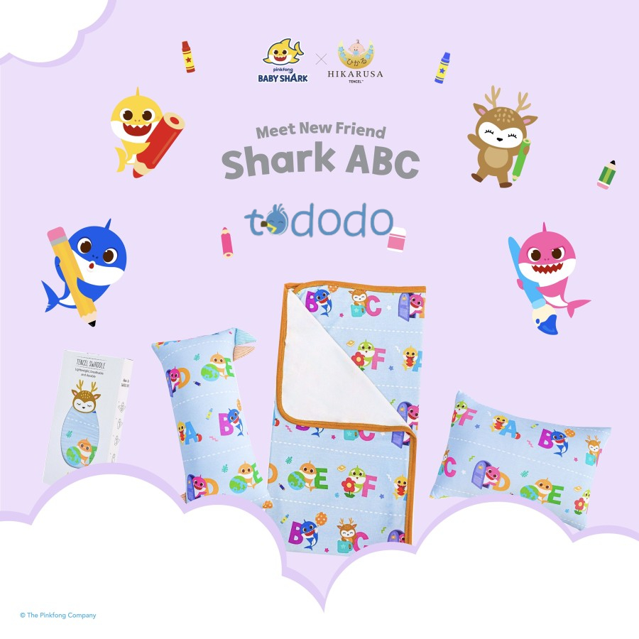 Bantal / Guling Anak Bamboo Tencel Hikarusa x Baby Shark Large Size