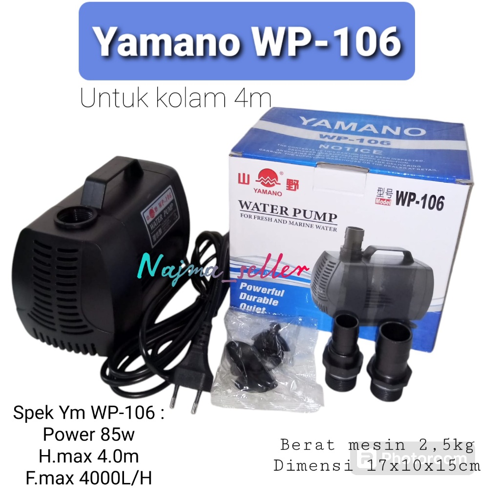Mesin pompa kolam besar. Seri 106. Untuk kolam 3m keatas. Mesin Pompa celup untuk kolam ikan