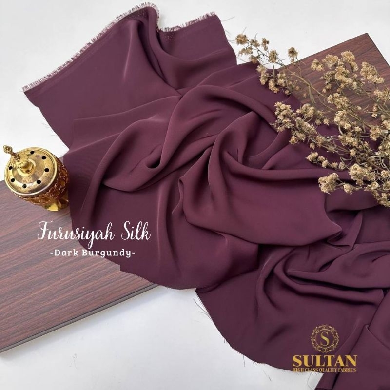 Kain Abaya Sultan Fursan Silk / FURUSIYAH SILK Dark Burgundy polos
