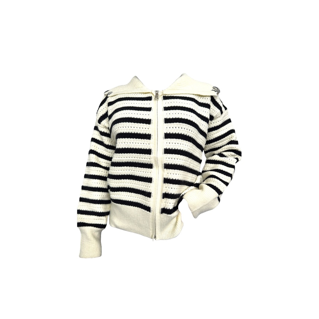 JAKET SWEATER KOREA RAJUT STRIPE | Mories Fashion