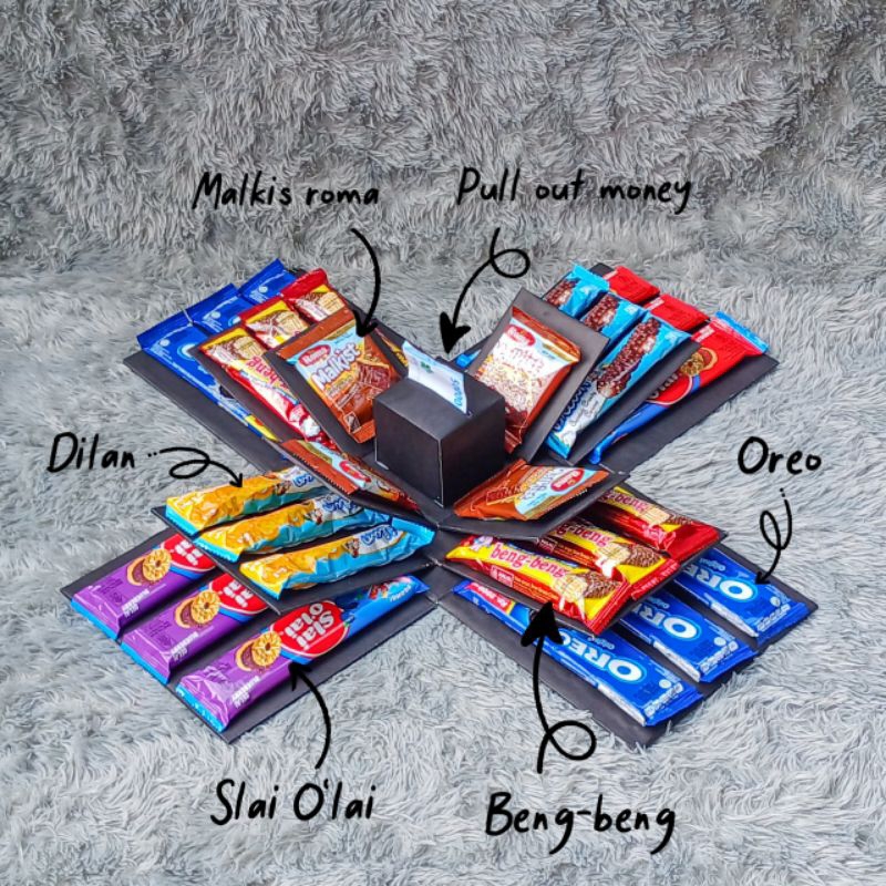 

Explosion Snack Box Tarik Uang | Size L (Large) 3 Lapis | Box Kejutan | Kado Berlapis