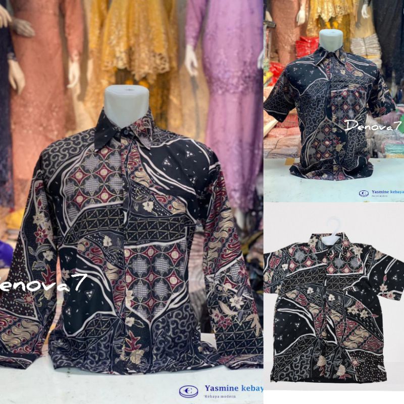 Couple Rok Dan Kemeja Batik Ayah Dan Anak Motif As Maroon / Baju Batik Couple / Couple Kebaya Batik 