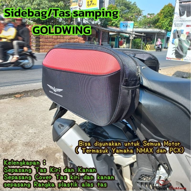 tas samping GOLDWING box motor jas hujan sepatu boots tas mudik muat baju dll