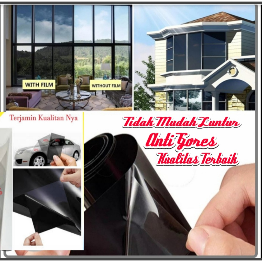 stiker kaca film  jendela /stiker Kaca Film Riben Peredam Panas Bahan Anti Gores/kaca film riben
