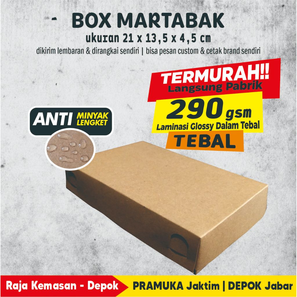 

BOX MARTABAK 21x13,5x4,5 CM KRAFT POLOS LAMINASI