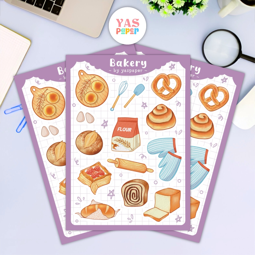 

YASPAPER - Sticker sheet aesthetic bakery series | size A6 waterproof