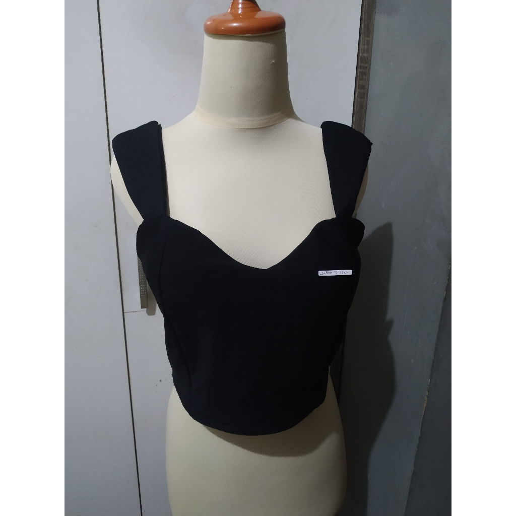 Tank top bustier hitam baju ootd atasan bustier