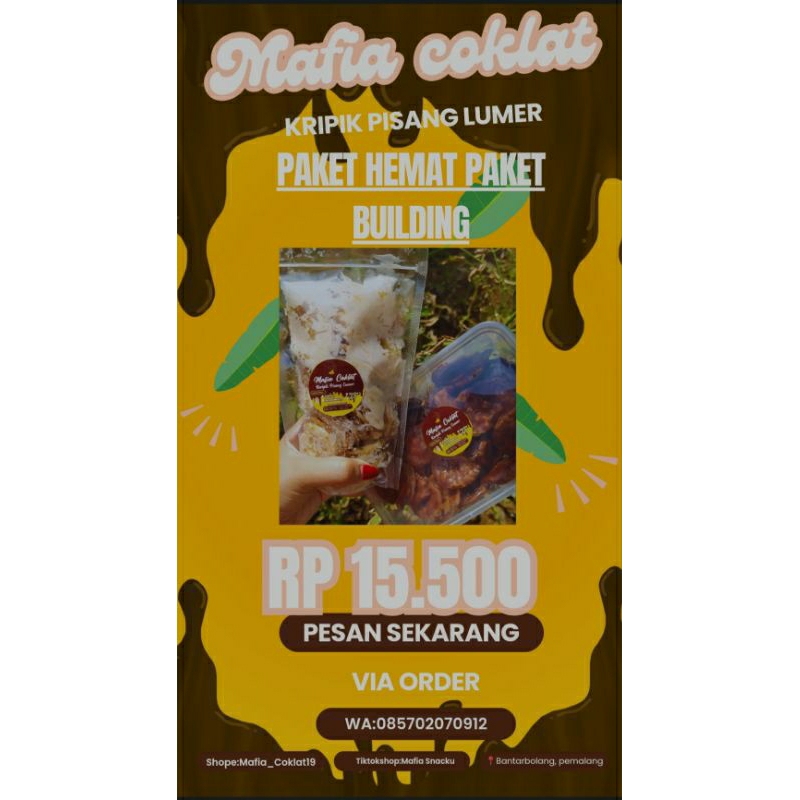 

Keripik pisang lumer paket hemat BUILDING 1BOX & 1POCH murah 250gr