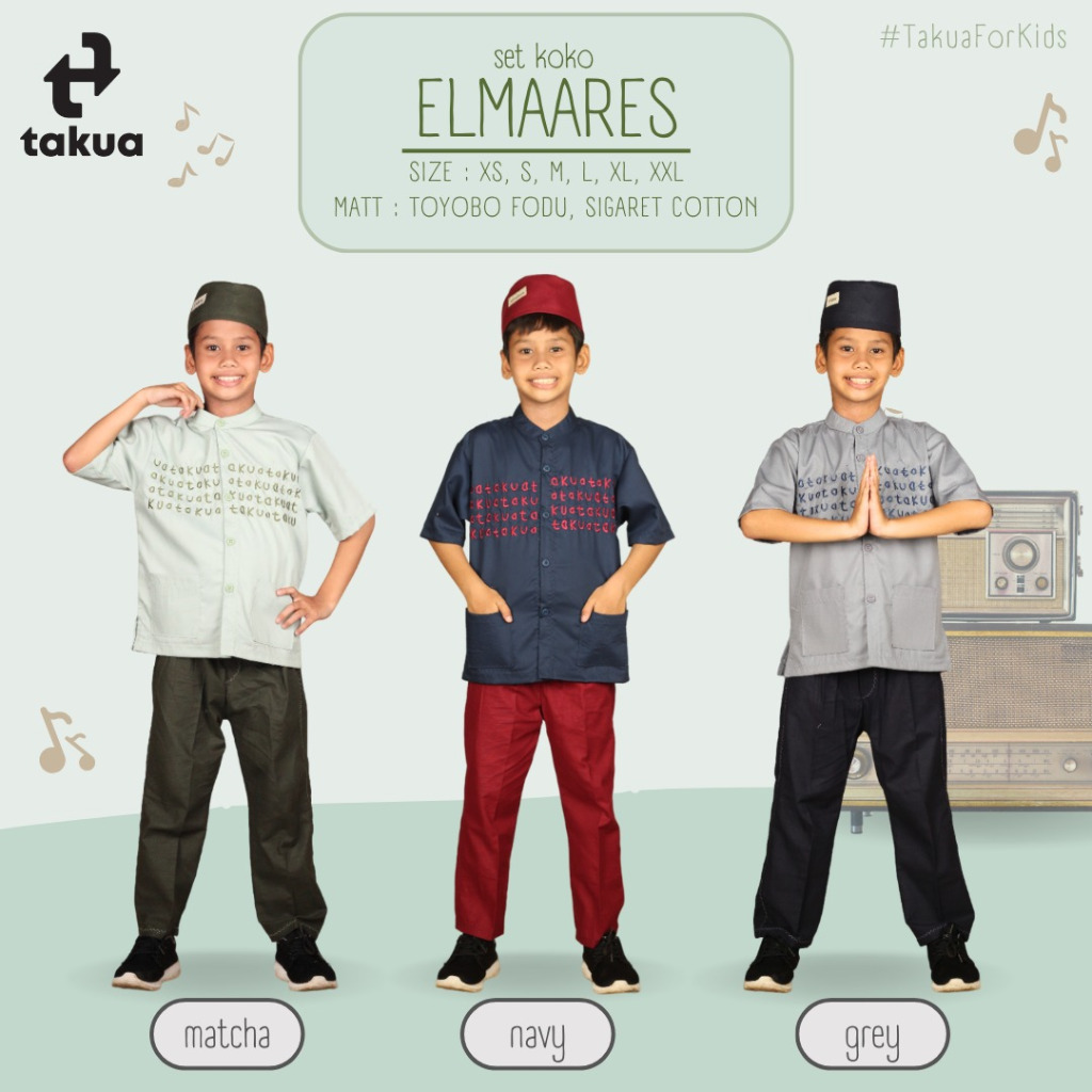 set koko anak/muslim anak lengan pendek Takua