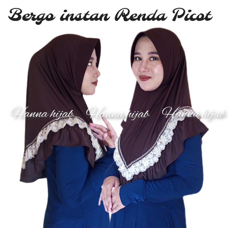 JILBAB KHIMAR BERGO INSTAN RENDA PICOT