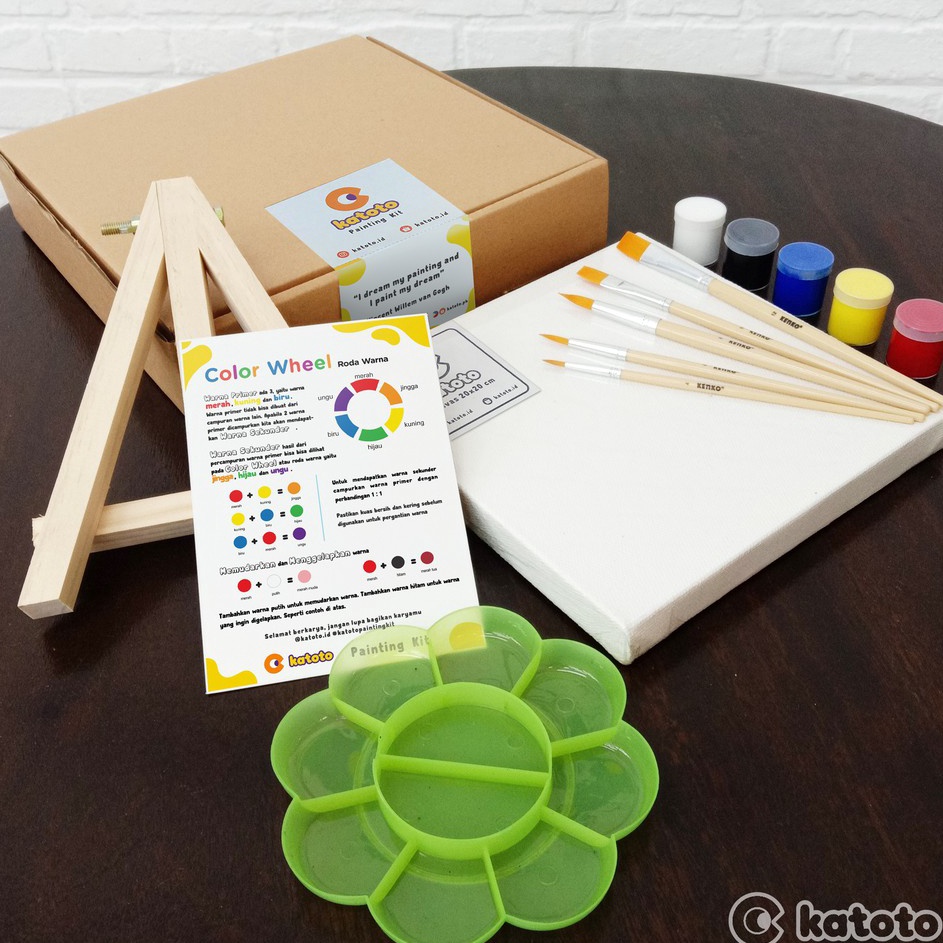 

Super Shopping ACRYLIC CANVAS PAINTING KIT PERLENGKAPAN PAKET MELUKIS AKRILIK LENGKAP KANVAS CAT AKRILIK PALET KUAS