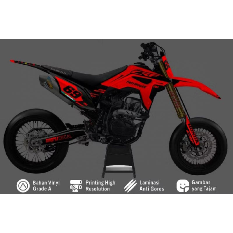 Stiker Decal CRF 150 Full Body Warna Merah Glosy