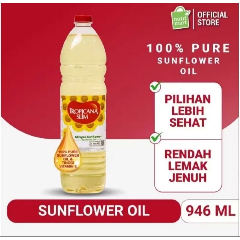 

Tropicana slim minyak Sunflower 946ml - Minyak goreng 100% Pure Sunflower Oil lebih sehat dan rendah lemak jenuh