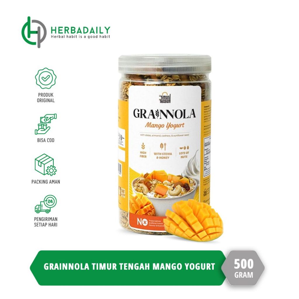 

TIMUR TENGAH Granola | Grainnola | Mango Yogurt Cemilan Sehat