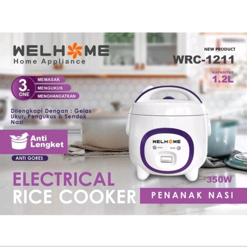 RICE COOKER WELHOME WRC-1211 (1,2 LITER) penanak nasi welhome magic com welhome pemanas nasi welhome