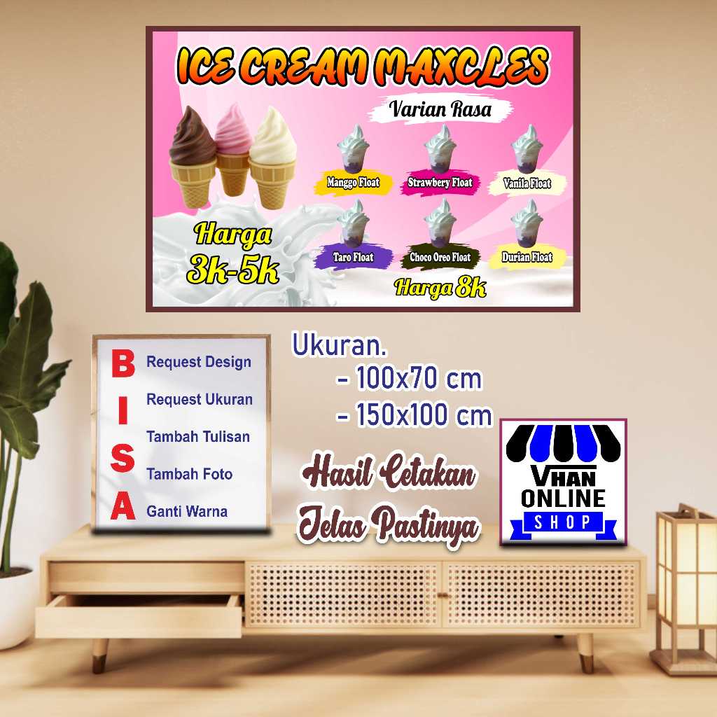 Cetak Spanduk Banner Keren Jualan Es Krim Corong Keren