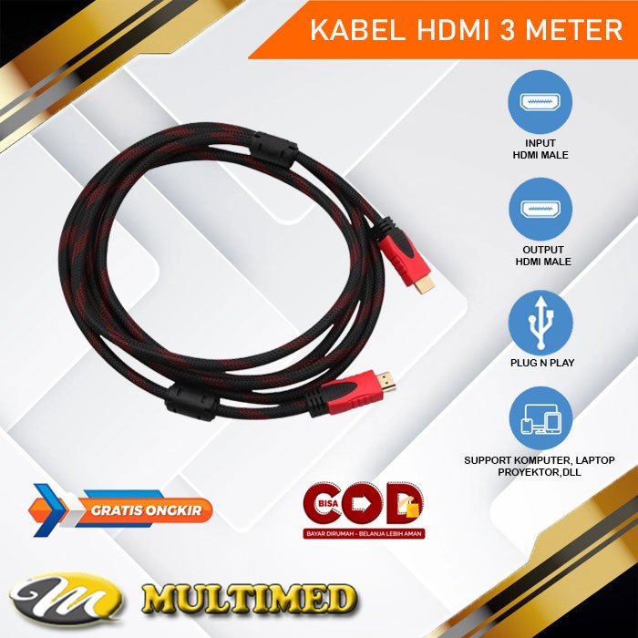 Kabel HDMI TO HDMI Panjang 3 meter