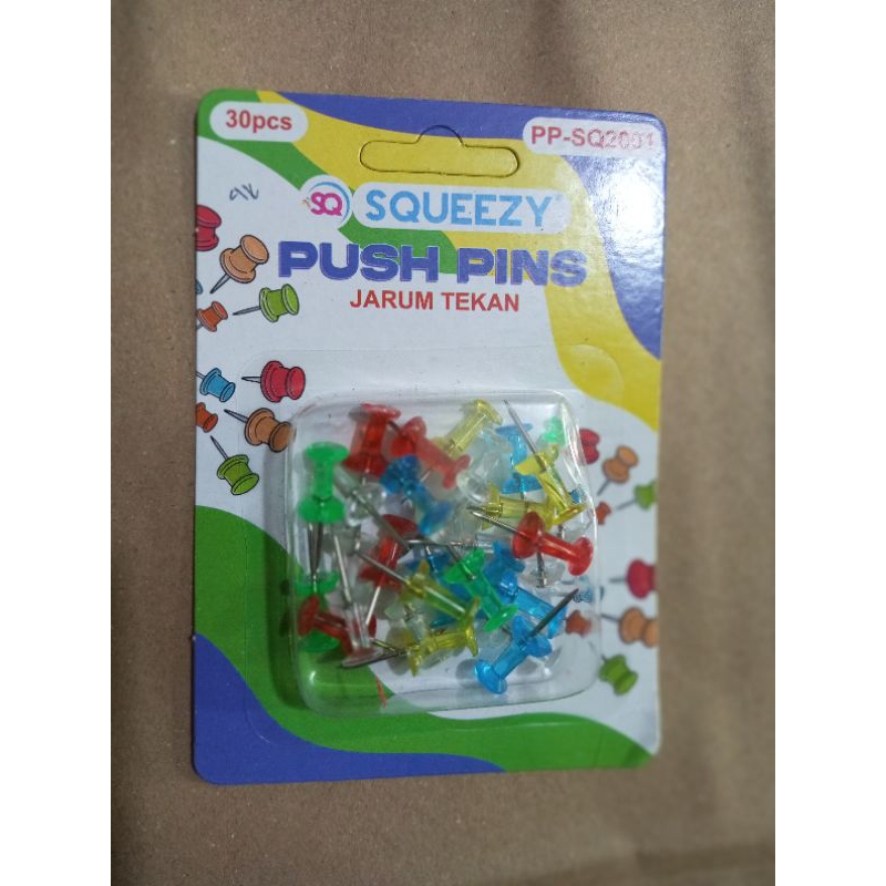 

Push pins Squeezy isi 30 pcs / Paku mading warna warni / Jarum Tekan