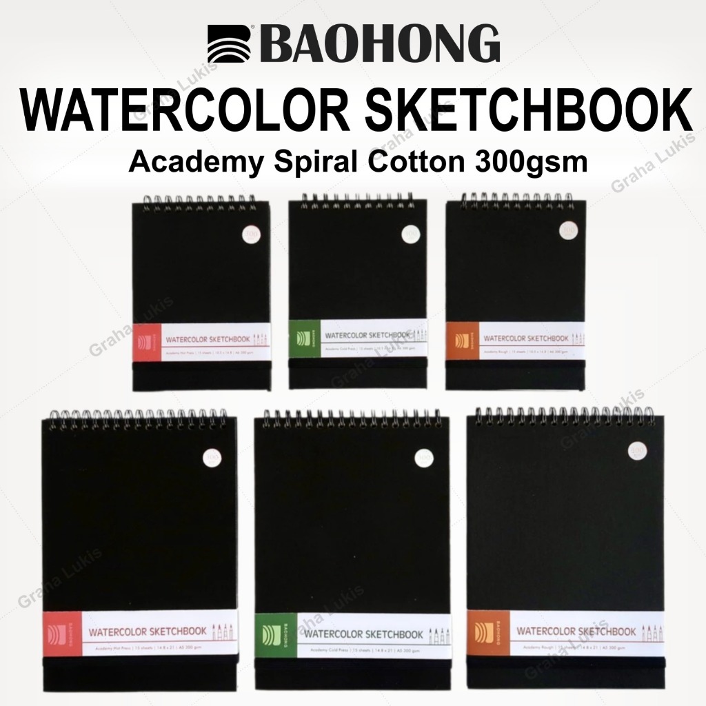 

Baohong Watercolor Sketchbook Academy Spiral Cotton 300gsm JunDW