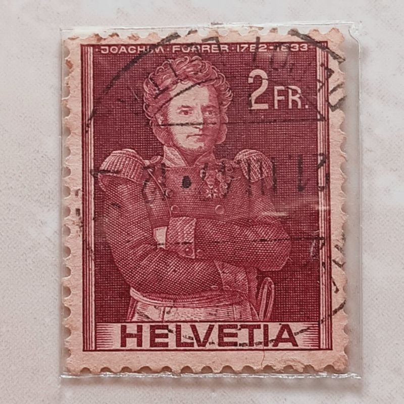 

(AA) Perangko Swiss 1941 Historical representations - Colonel Joachim Forrer (1782-1833) 2 franc Used
