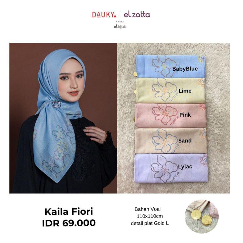 KAILA FIORI HIJAB SEGI EMPAT MOTIF TERBARU ELZATTA