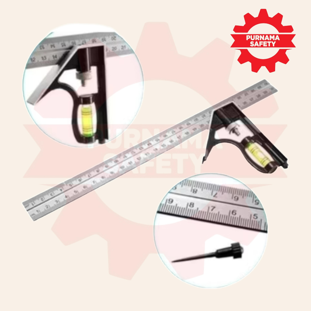 

[PENGGARIS] - Taffware Mistar Penggaris Siku Tukang Multifungsi - ZEAST - Black