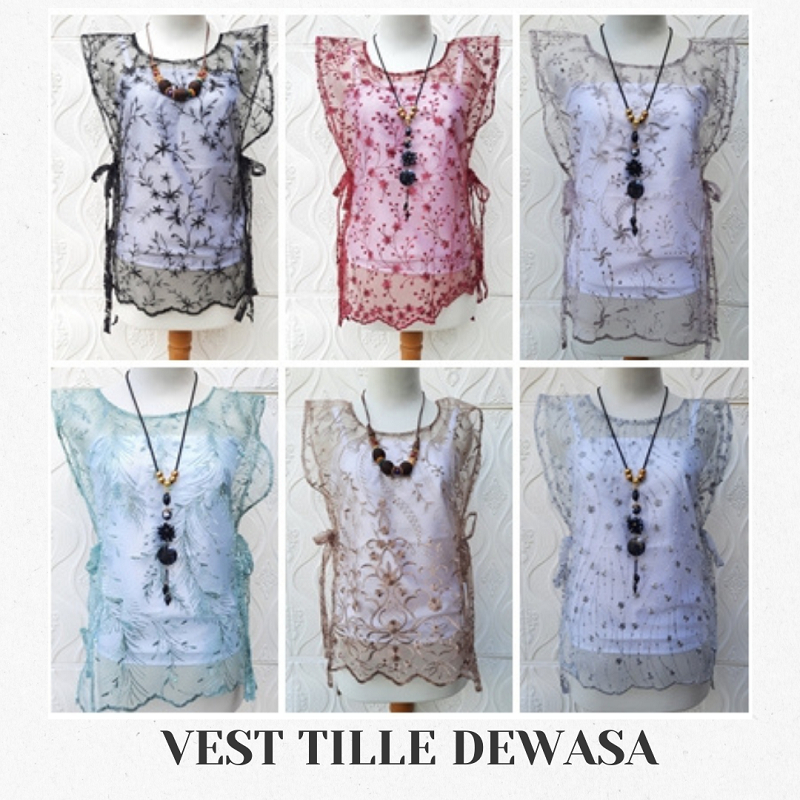 BAJU ROMPI VEST TILLE DEWASA ROMPI VINS Outer Sojin Tali Premium Tulle Lace Wanita Rompi best seller