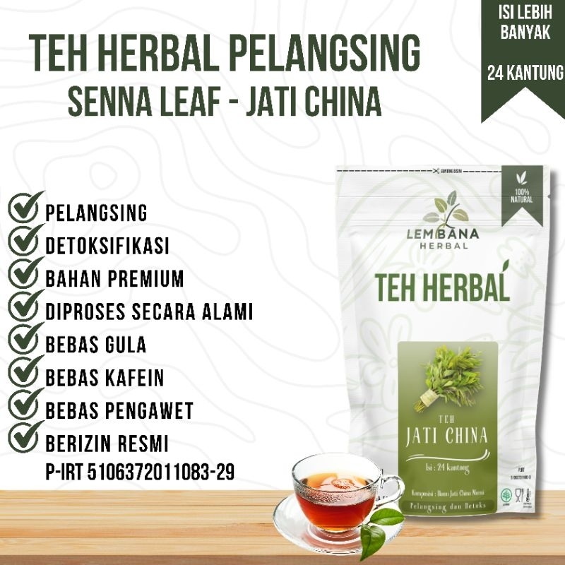 

TEH HERBAL LEMBANA ISI 24 JATI CHINA CINA SENNA LEAF PELANGSING PENCAHAR DETOKSIFIKASI ALAMI