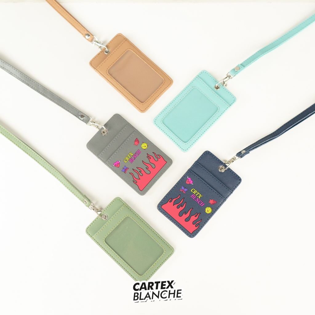 

Cartexblanche Y2k Flame Lanyard Card Holder Unisex Name Tag Premium Pria & Wanita