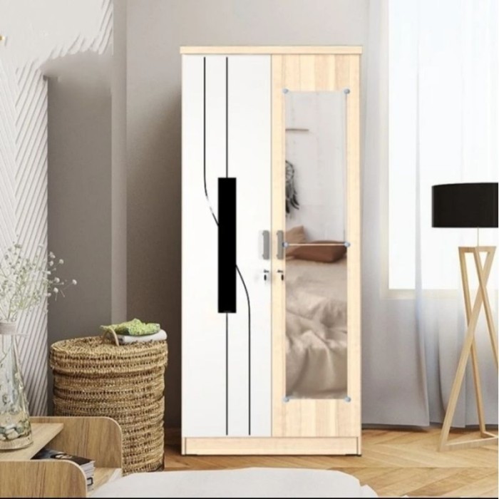 lemari baju 2 pintu murah lemari pakaian kaca 2 pintu LCSP EMILY