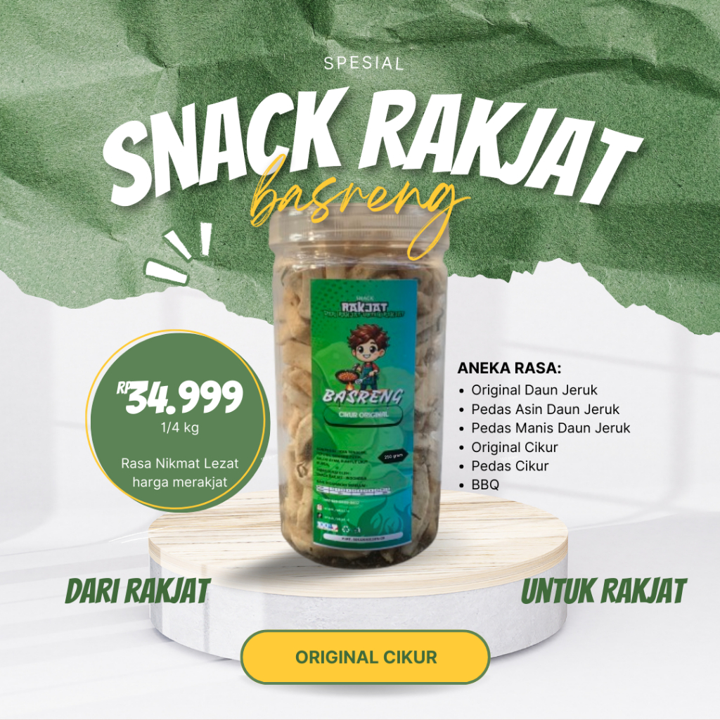 

BASRENG RAKJAT - Original Cikur - 1/4 kg Cemilan Basreng dari Rakjat untuk Rakjat