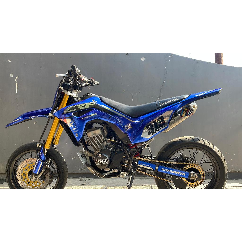 Decal Honda CRF 150L Stiker CRF 150L Decal crome biru hitam hologram silver crhome  biru candy super