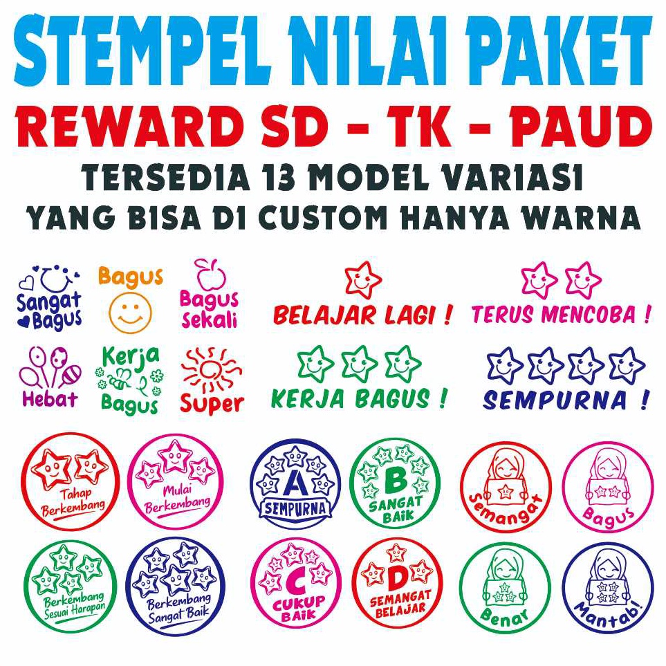 

KODE P5Z Stempel Penilaian Reward SD TK PAUD Paketan Isi 4Pcs 6Pcs