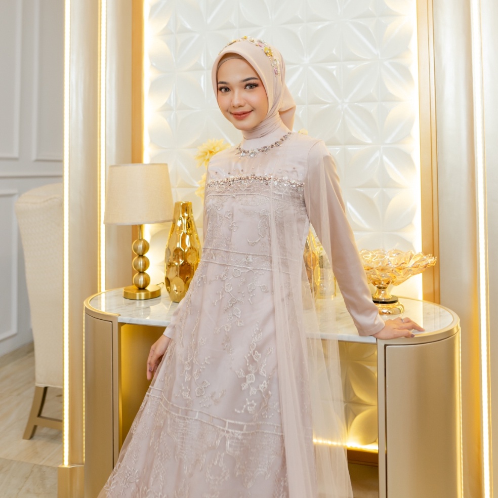 KODE O92I LYF OFFICIAL  VONY DRESS READY STOCK  A LINE  GAUN  PANJANG  WISUDA LEBARAN WEDDING  WANIT