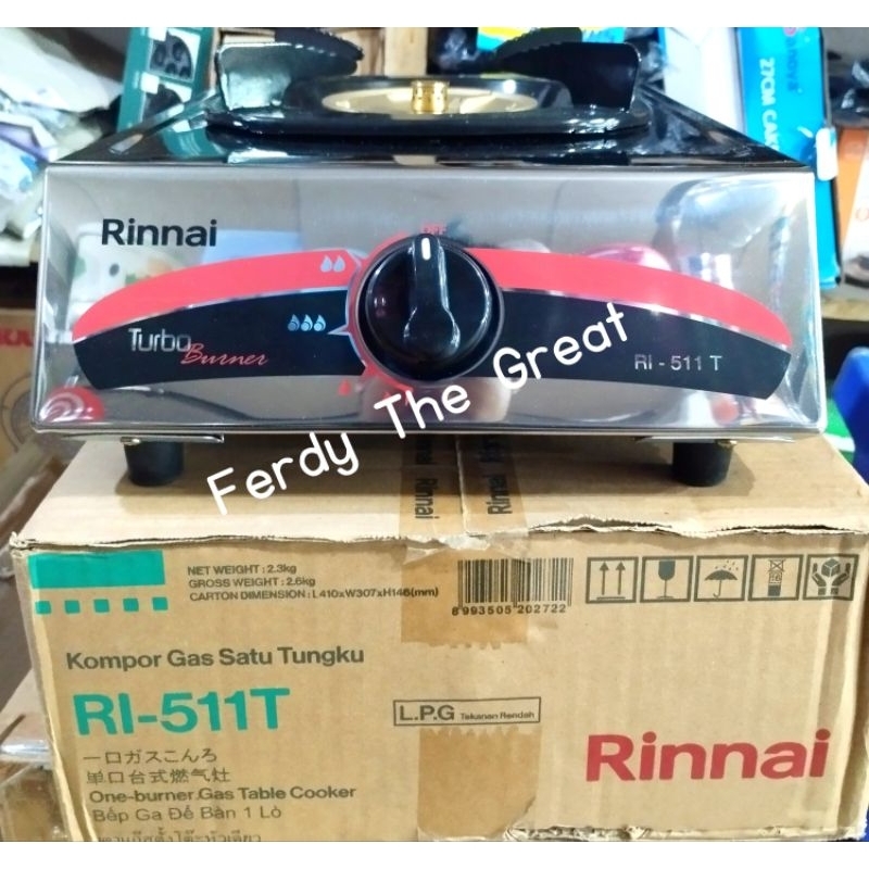 Kompor rinnai 511T 511 T kompor 1 tungku 1 mata turbo kompor stainless 1 tungku api besar burner kun