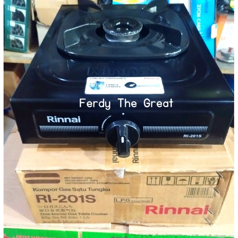 Kompor Gas Rinnai 1 tungku 1 mata hitam teplon 201 S / kompor gas rinnai satu tungku 201s / kompor g