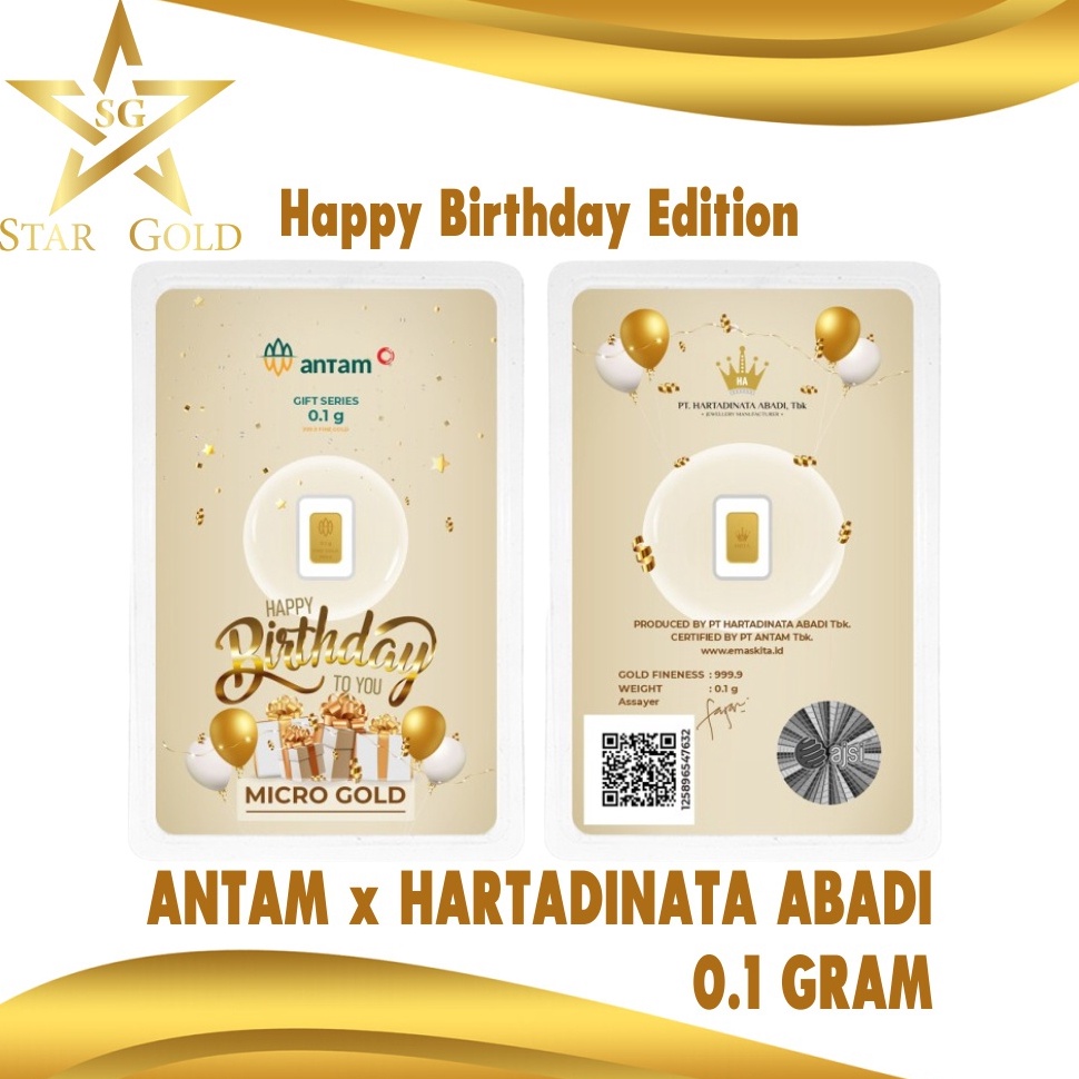 Come Star Gold Logam Mulia Micro Gold Antam Hartadinata 1 Gram Birthday Gold Series