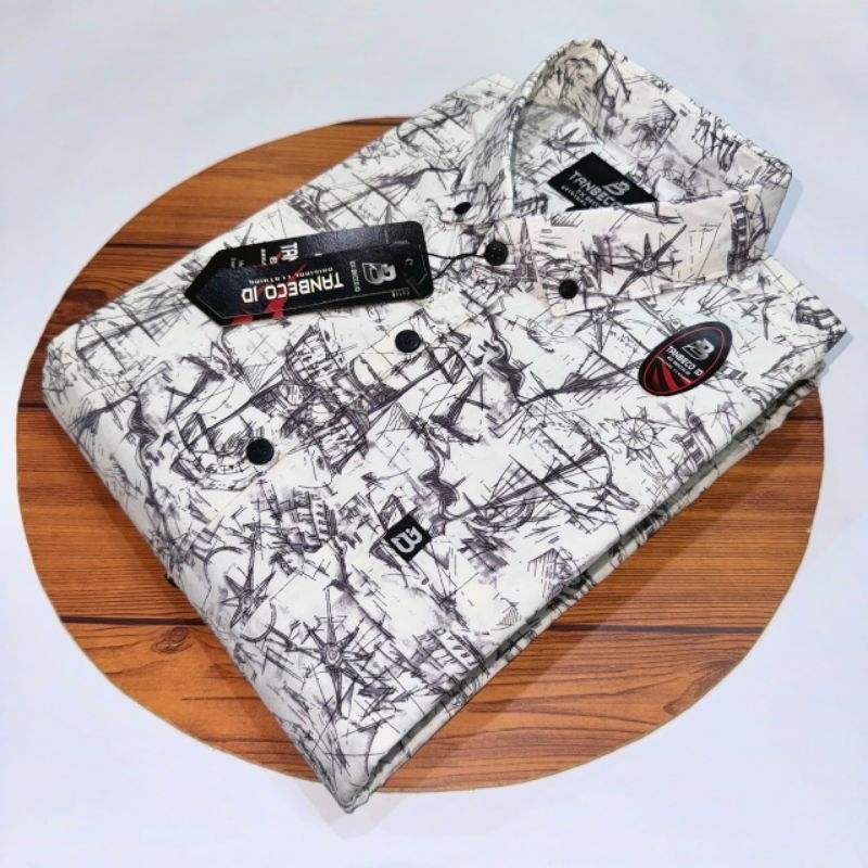 kemeja Katun Motip Bergambar Pria Baju Motif Printing Lembut Premium Atasan pria Baju Pantai Style K